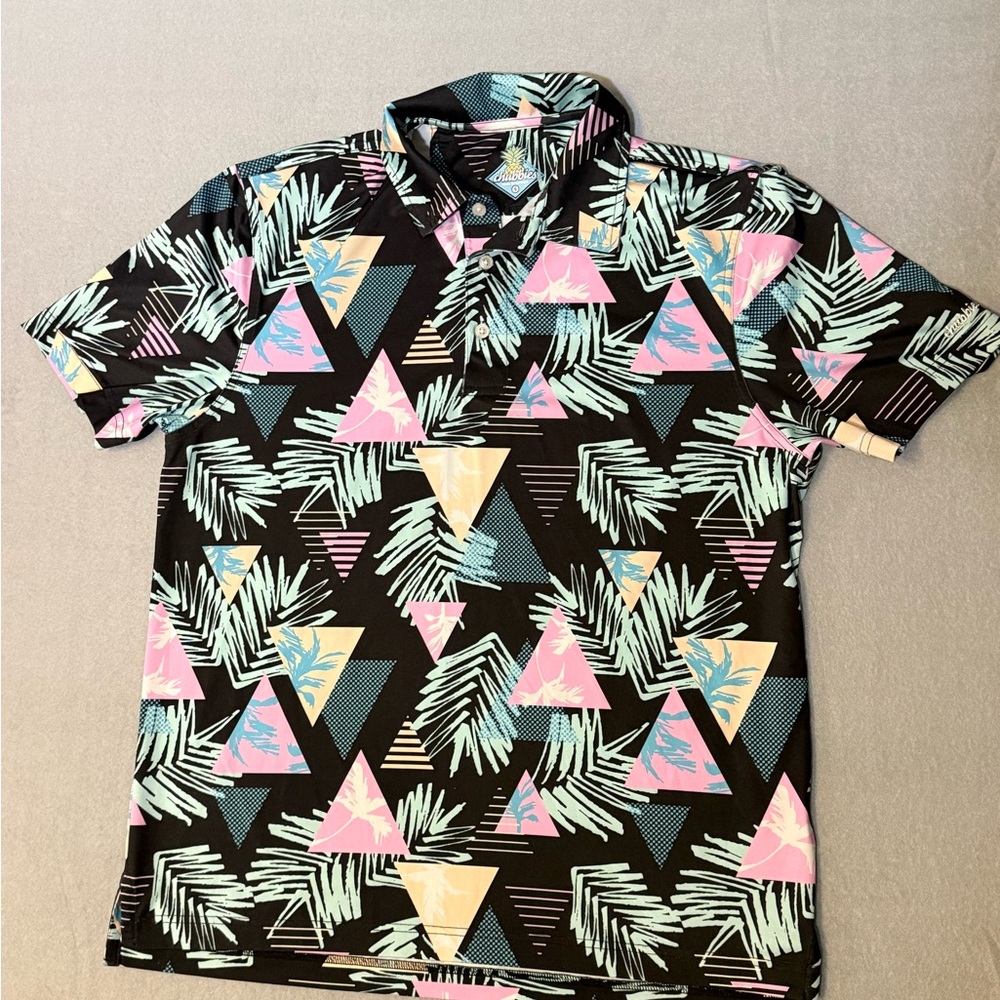 Chubbies Shirt Mens Sz Small Black Polo 80's Miami Vice Vibe Retro Performance